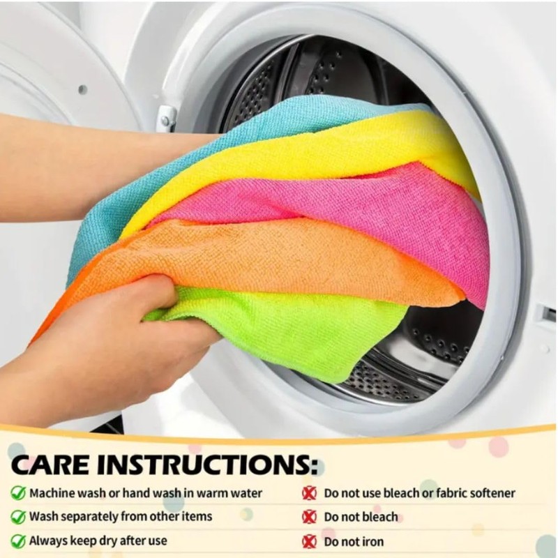 12Pcs Microfibre Cleaning Cloths, Random Colours, Lint-Free, Streak-Free, Super Absorbent