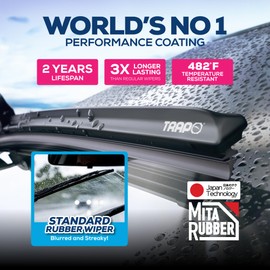 Trapo - 14” Hydrophobic Front Windshield Wiper Blade - Universal Fit for Most Vehicles - Durable & Silicone - Strong Water-Repellent Coating - Prevents Water Build-Up - Quick & Easy Install - 1 Blade