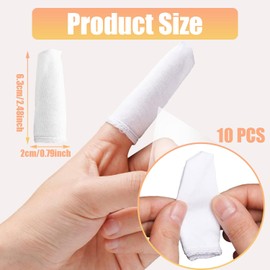 LvYiLinggg White Cloth Finger Sacks, 10-Piece Set, Gentle on Skin, 100% Pure Cotton, Medical and Work Use, Fingertip Protection, Stretchable, Breathable, Hand Eczema and Sweat Prevention, Cloth Finger