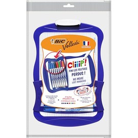 BIC Velleda Cliiip Whiteboard Set 21 x 31 cm Wiper 8 Erasable Markers Assorted Colours