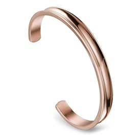 ZUOBAO 6mm Stainless Steel Hair Tie Bracelet Grooved Cuff Bangle for Women Girls (Rose Gold)
