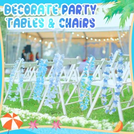 Yuxung 500 Pcs Hawaiian Leis Bulk Luau Leis Necklace Hawaiian Flower Tropical Floral Necklace for Kids Adults Luau Holiday Wedding Beach Birthday Party Supplies Decor Multi Color (Blue)