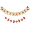 Uniwish Happy Fall Banner with Pumpkin Maple Leaves Sign Garland