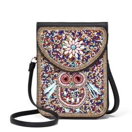 CTTOVIS Small Crossbody Bags for Women Designer Gypsy Cell Phone Bag Bohimian Shoulder Wallet Purse… (Owl Pattern)
