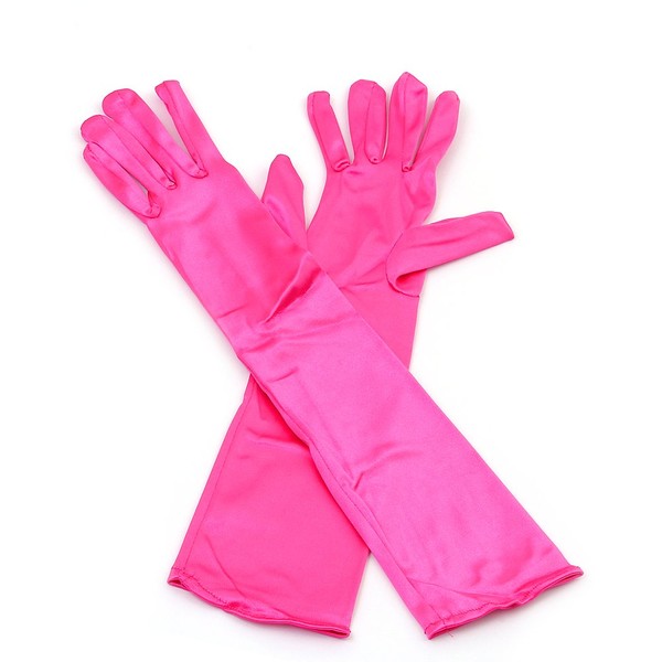 Women Elegant Elbow Length 15" Satin Gloves (Rose)