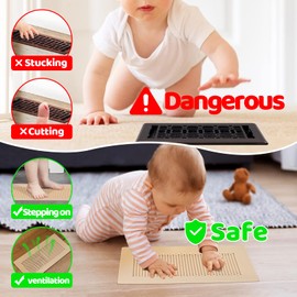 Orzbow Baby Proofing Soft Silicone Vent Cover for Home Wall/Ceiling/Floor Register,Child Proof Floor Air Vent Deflector Cover,Catches Debris Hair & Prevents Creepy Crawlies,Easy Install, Khaki