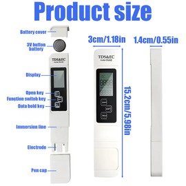 NHQZ 1 x Water Quality Test Meter, Tds Meter, 3-in-1 LCD Digital Water Quality Tester with Backlight, Tds/EC Water Tester for Drinking Water, Pool, Aquarium (0.1-80.0 °C)