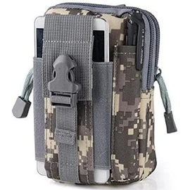 Y8HM Small Nylon Fabric Hiking Waist Packs, Multi-Purpose Poly Tool Bag EDC Waist Bag Military Utility Tactical Molle Pack Camping Pouch Bag (ACU Camouflage)
