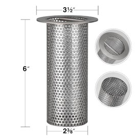 HOTYELL 3" Commercial Floor Drain Strainer, 6'' High, Thick Stainless Steel and Finely Polished Drain Basket