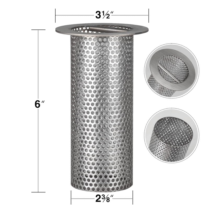 HOTYELL 3" Commercial Floor Drain Strainer, 6'' High, Thick Stainless