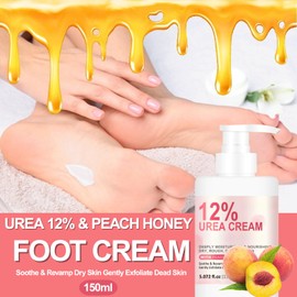 Urea 12% & Peach Shea Butter Foot Cream – Urea 12% & Peach Shea Butter Cracked Heel Repair Cream,Urea Foot Cream,Dry Skin Remover Feet,Soothe & (Pack of 1-150ml)