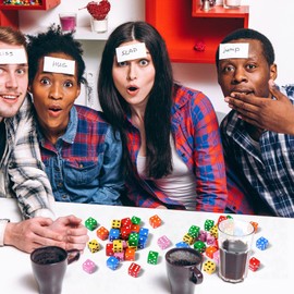 Seenelling 36 Piece 19mm Casino Theme Party Dice Sets Acrylic Large D6 Opaque Dice Bulk for Board Games Birthday Theme Party Supply (Bright Color)