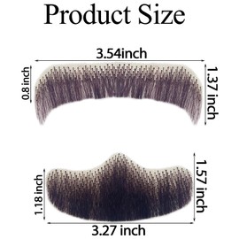 Fake Beard Goatee Mustache Realistic 100% Full Hand Tied Facial Hair, False Beards Lace Invisible Goatee Beards Halloween Dressing Men Makeup Entertainment Drama Party Movie Prop (A-Black Brown)