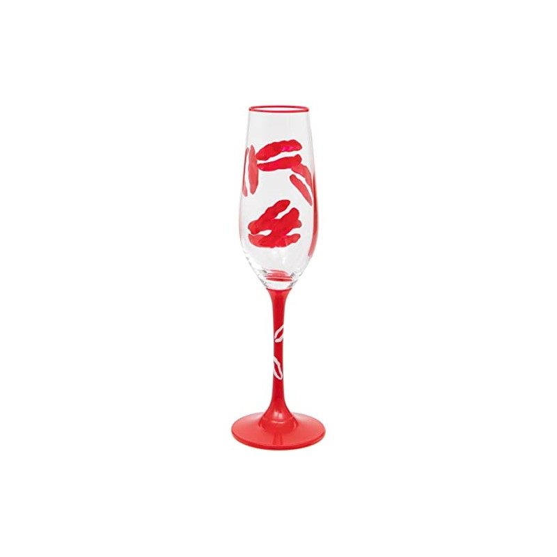 Maturi Hand Painted Lipstick Kiss Champagne Flute, 400ml, Red, Gift