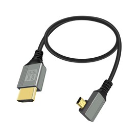 RIIEYOCA 8K Micro HDMI to HDMI Adapter Cable,90 Degree Left Angle Micro HDMI Male to HDMI Male 8K@60Hz 4K@120Hz 48Gbps High Speed HDMI 2.1 Cord,Compatible with Laptop,TV,Camcorder etc.(0.5M)