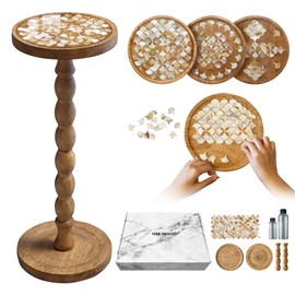 GooCare Auraeve All-in-One Craft Resin Table Kit for Adult - Create Seashell Resin Top End Table, Gift for Crafter, Beginner Friendly, Use as a Drink Stand or Nightstand, Brown