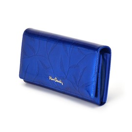 Pierre Cardin 06 Italy 106, Large Women's Purse, Rectangular, 2 Coin Compartments, 2 Separate Compartments for Banknotes, 9 Card Slots, Closed Clip, Natural Leather, blue, Blue