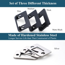 MOSECYOU Door Strike Shim Plates, Standard Size Spacer, Stainless Steel, Set of 3 Different Thickness, Fix Door won’t Stay Shut, Block the Access to Latch (Silver, 1 Pack)