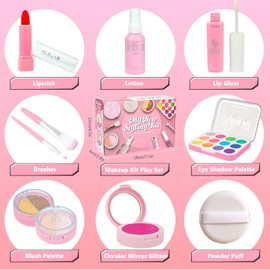 Fake Makeup Kits Toys for Girls 3 4 5 Years Old, Pretend Play Makeup Cosmetic Toys for Girls Birthday 3-5 Years Old