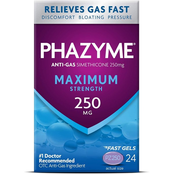 Phazyme Ultra Strength Anti-Gas & Softgels (24 Count (Pack of 2), Maximum Strength 250 mg)