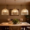 LYTSNUGIC Small Vintage Crystal Pendant Light Kitchen Island,French Brass Glass