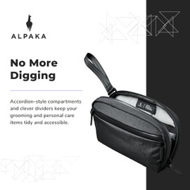 ALPAKA Toiletry Bag - Detachable Wrist Strap - 2 Internal Dividers and 2 Mesh Pockets - Doubles as Tech Pouch - Optimally Sized Accordion-Style Toiletry Bag For Men and Women