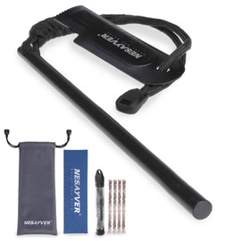 NESAYVER Fire Starter Ferro Rod, Survival Flint Fire Starters Kit with Paracord Lanyard Handle Striker for Hiking and Camping, Flint and Steel Survival Tool with Tinder Rope Pocket Bellow 6 Inx0.3 in
