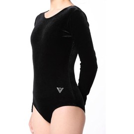 Varsany Girls 9-10 Years Plain Black Gymnastics Leotards Velvet Long Sleeve Super Soft School Wear School Uniform Dance Ballet tights Gymnastics Leotard for girls(K)