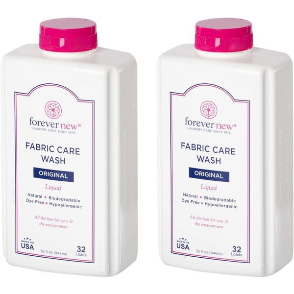 Forever New 32oz Liquid Original Scent Fabric Care Wash 2 Pack (64oz Total) Natural Laundry Detergent