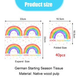 Pack of 40 Napkins Birthday Children, Girls Rainbow Decoration Children's Birthday Colourful Table Decoration, Fancy Dress School Boy Party Colourful Beautiful Birthday Napkins for Carnival Birthdays