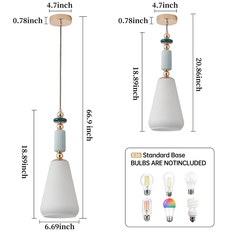 FALINNEAD Pendant Light Fixture Modern Pendant Lighting Hanging Lamp Milk