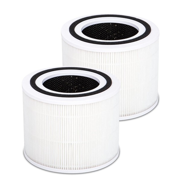 2-Pack Core 300 Replacement Filter Compatible with LEVOIT Core 300 and Core 300S Air Purifier, H13 True HEPA, High-Efficiency Activated Carbon, Replace Core300-RF, White