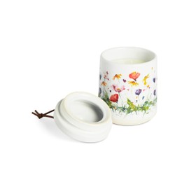 DEMDACO Dean Crouser Collection Vibrant Watercolor Wildflowers 7.5 Ounce Soy Wax Blend Indoor Scented Jar Candle with Lid, Himalayan Citrus