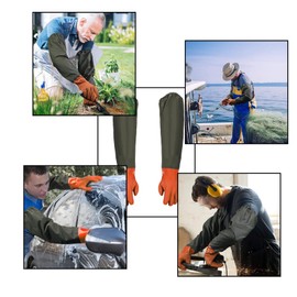 Huamirra Pond Cleaning Gloves, Long Section Safety Gloves, Rubber Gloves Long, PU Pond Gloves Waterproof, Pond Care Gloves & Work Gloves Waterproof, 70 cm, Orange