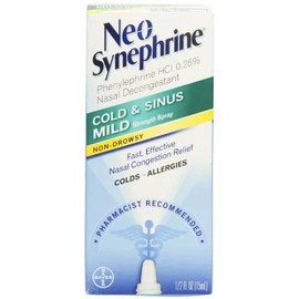 5 Pack Neo Synephrine Nasal Spray Mild Formula 0.5 Fl Oz 15 Ml Each