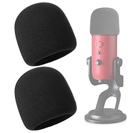 YOUSHARES Windscreen for Blue Yeti - Large Size Foam Cover Microphone Pop Filter for Blue Yeti, Yeti Pro and Other Large Microphones (2 Packs)