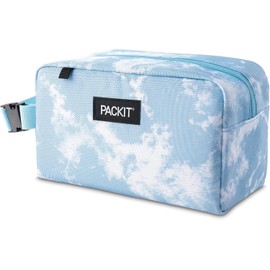 PackIt Freezable Snack Box, Blue Sky, Built with ECOFREEZE Technology, Collapsible, Reusable, Zip Closure with Buckle Handle, Designed For Work Snacks, Fresh Snacks On the Go, Adults, and All Ages