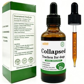 Collapsed Trachea Support for Dogs, Herbal Extract Supplement Soothe Cough & Throat Discomfort with Mullein, Slippery Elm and Olive Leaf, Glass Bottle with Precision Dropper, 1.7 oz