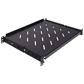 NavePoint Fixed Rack Vented Server Shelf 1U 19 Inch 4 Post Rack Mount Adjustable from 13-21 Inches