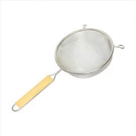 TrueCraftware- 6-Inch Single Medium Mesh Strainer Stainless Steel 6-1/2" Handle Length Wooden Handle- Kitchen Utensil Food Strainer Skimmer Spoon for Cooking Sieve Sifters Pasta Fruits Vegetable