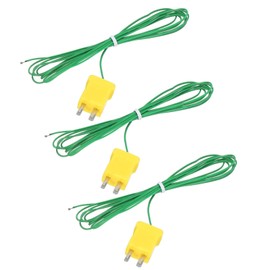 sourcing map 3pcs K Type Thermocouple Mini Connector Temperature Sensor Probes PTFE 6.6ft -50 to 260°C(-58 to 500°F), Green