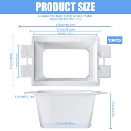 10PCS BE1-2 Electrical Outlet Box Extenders with 20PCS Screws, (1-Gang) Electrical Power Outlet Box Extender，Single Gang Box Extender Electric Box Extender 1 Gang Power Switch Receptacles Accessories