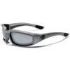 Choppers Padded Bikers Sport Sunglasses SILVER MIRRORED