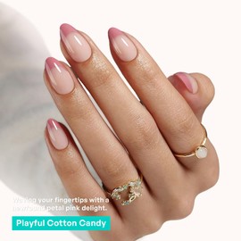 Short Press on Nails Almond | GJZEZ Soft Gel Dusty Rose Pink French Tip Fake Nails with Natural Base, Salon Like Natural Fit Glue On False Nail -16 Sizes - 32 Reusable Nail Kit with Glue, Mauvelous