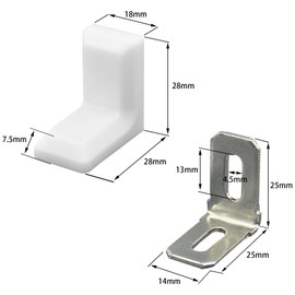 40 PCS L Shape Right Angle Corner Brackets,Shelf Bracket,Plastic Ourside Metal Inside Corner Brace (White)