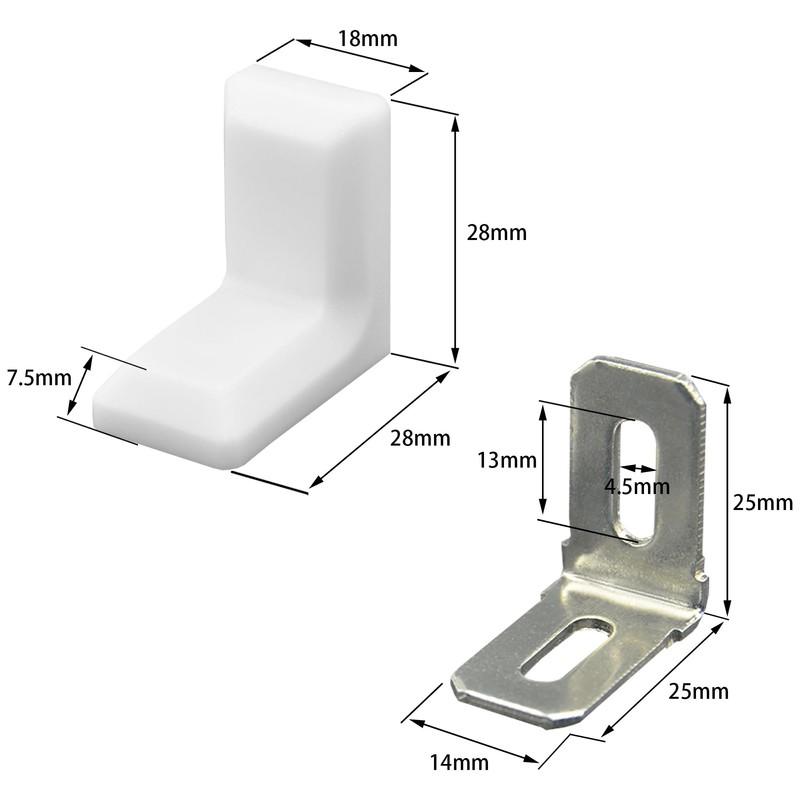 40 PCS L Shape Right Angle Corner Brackets,Shelf Bracket,Plastic Ourside