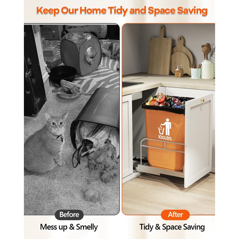 LIONONLY Pull Out Trash Can Under Cabinet Kit with Soft-Close