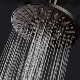 AquaDance OIL RUBBED BRONZE High Pressure 6-Setting 7" Rain Shower Head – Angle Adjustable, Anti-Clog Showerhead Jets, Tool-Free Installation - USA Standard Certified - U.S. Brand