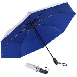 G4Free UPF 50+ UV Protection 46 Inch Lightweight Compact Umbrella Windproof Silver Coating Auto Open Close Sun Umbrella