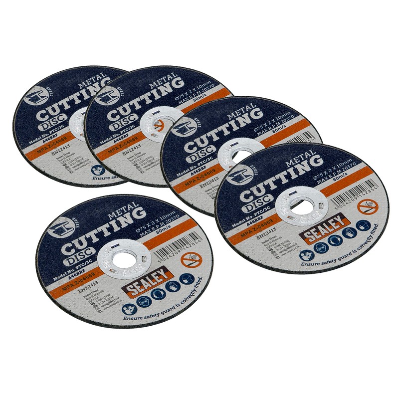 Sealey PTC/3C5 Cutting Disc Ø75 x 2mm 10mm Bore Pack